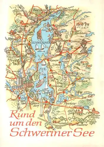 AK / Ansichtskarte Schwerin__Mecklenburg Rund um den Schweriner See Gebietskarte 