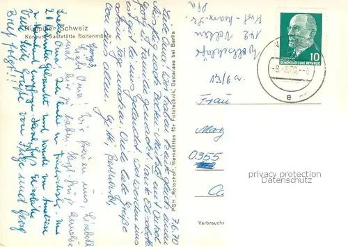 AK / Ansichtskarte Ruppin_Brandenburg Ruppiner Schweiz Konsum Gaststaette Boltenmuehle Ruppin Brandenburg