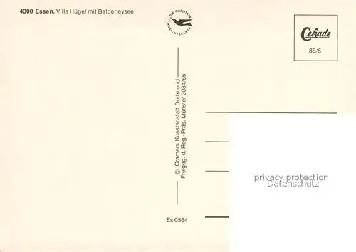 AK / Ansichtskarte Essen__Ruhr Villa Huegel mit Baldeneysee 
