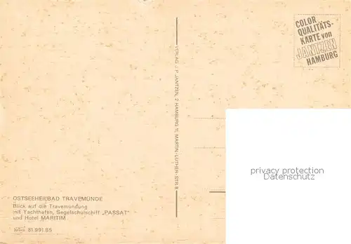 AK / Ansichtskarte Travemuende_Ostseebad Yachthafen Segelschulschiff Passat Hotel Maritim Travemuende_Ostseebad