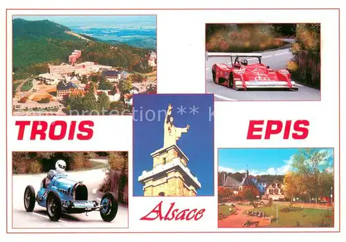 AK / Ansichtskarte Trois_Epis_Haut_Rhin_Elsass Station climatique Vue aerienne Course de Cote Annuelle Le Galtz Place Wilhelmine Trois_Epis