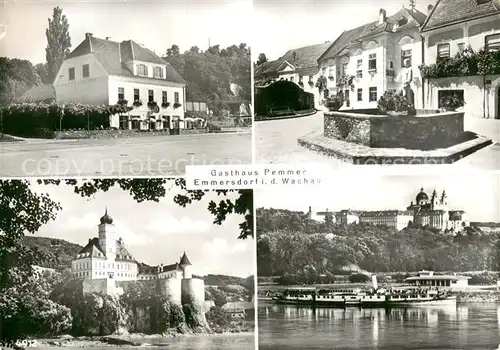 AK / Ansichtskarte Emmersdorf_Wachau Gasthaus Pemmer Brunnen Schloss Panorama Emmersdorf Wachau