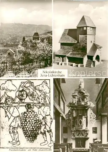 AK / Ansichtskarte Lichtenhain_Jena Panorama Kirche Freskenmalerei Kirchenschiff Lichtenhain Jena