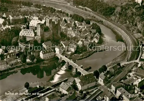 AK / Ansichtskarte Runkel_Lahn Fliegeraufnahme mit Burg Runkel_Lahn