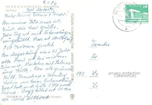 AK / Ansichtskarte Berggiesshuebel Kurhaus Berggiesshuebel