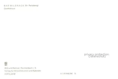AK / Ansichtskarte Bad_Wilsnack Goethehaus Bad_Wilsnack