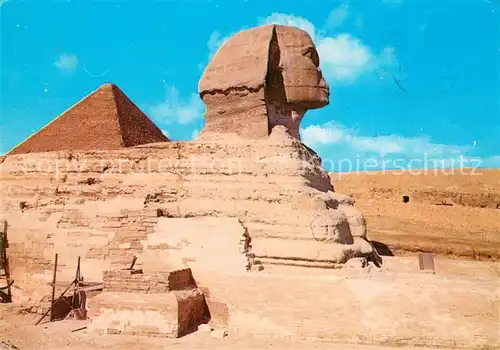 AK / Ansichtskarte Giza_Gizeh_Egypt Sphinx and Pyramid of Cheops 