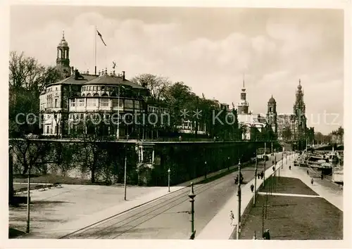 AK / Ansichtskarte Dresden_Elbe Bruehlsche Terrasse mit Belvedere 