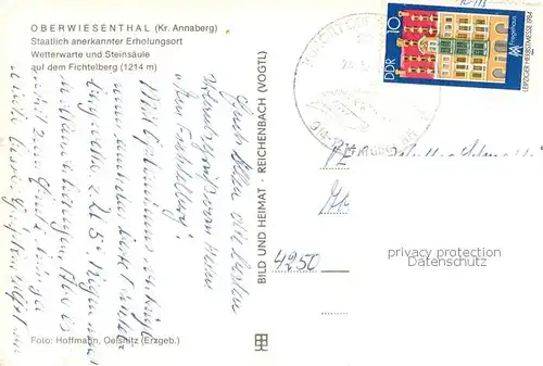 AK / Ansichtskarte Oberwiesenthal_Erzgebirge Wetterwarte und Steinsaeule auf dem Fichtelberg Oberwiesenthal Erzgebirge