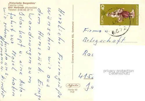 AK / Ansichtskarte Horbruch Historische Bergmuehle Teich Horbruch