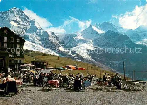 AK / Ansichtskarte Kleine_Scheidegg_Interlaken mit Moench und Jungfrau Terrasse Kleine_Scheidegg