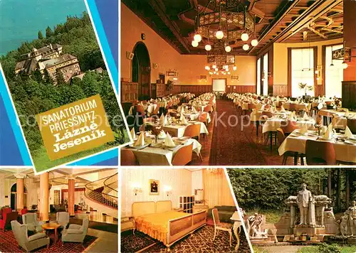 AK / Ansichtskarte Lazne_Jesenik Sanatorium Priessnitz Speisesaal Foyer Zimmer Pakrk Lazne Jesenik