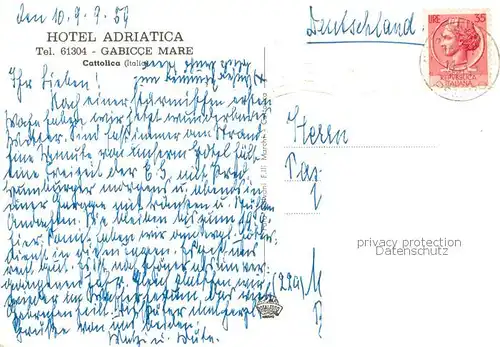 AK / Ansichtskarte Gabicce_Mare_IT Hotel Adriatica 