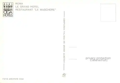 AK / Ansichtskarte Roma__Rom_IT Le Grand Hotel Restaurant Le Maschere 