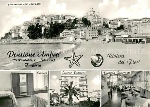 AK / Ansichtskarte Imperia_Liguria_IT Panorama con spiaggia   Pensione Ambra 