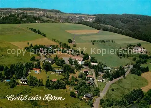 AK / Ansichtskarte Rom_Morsbach Fliegeraufnahme Gesamtansicht m. Hotel zum Roemertal m. Bundeskegelbahn Rom_Morsbach