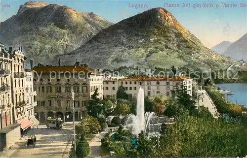 AK / Ansichtskarte Lugano_Lago_di_Lugano Piazza dei giardino e Monte Bre Lugano_Lago_di_Lugano