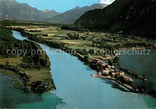 AK / Ansichtskarte Le_Bouveret_VS Arrivee du Rhone au Lac Leman vue aerienne 