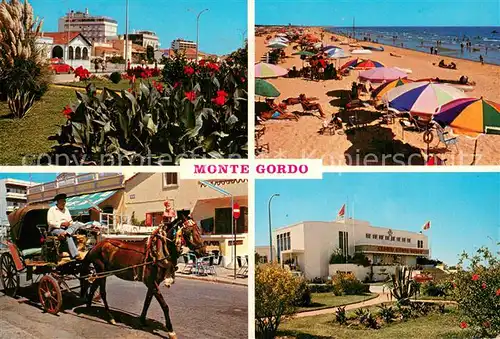 AK / Ansichtskarte Monte_Gordo_Algarve_PT Parkanlagen Strand Pferdedroschke Casino 