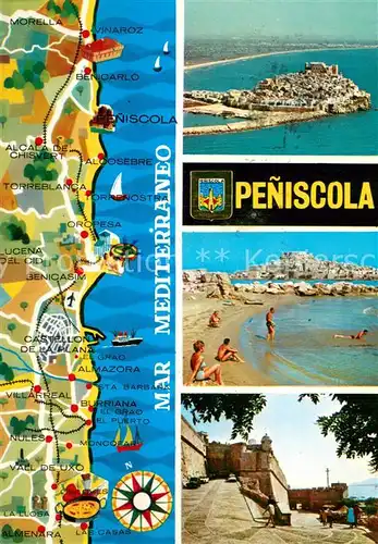 AK / Ansichtskarte Peniscola_ES Fliegeraufnahme Strand Schloss 