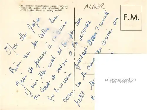 AK / Ansichtskarte Alger_Algerien Ces femmes musulmanes savent quelles trouveront aupres des infirmieres de la Croix Rouge Alger Algerien