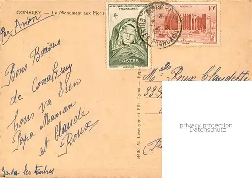 AK / Ansichtskarte Conakry_Konakry_Guinea Le Monument aux Morts 