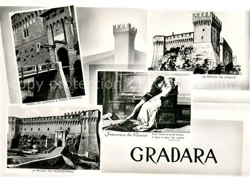 AK / Ansichtskarte Gradara_Pesaro_IT Porta del Castello La Rocca da Levante La Rocca da Mezzogiorno Francesca da Rimini 