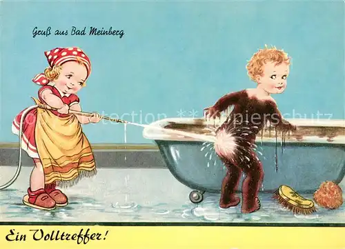 AK / Ansichtskarte Bad_Meinberg Moor Badeszene mit Kindern Karikatur Bad_Meinberg