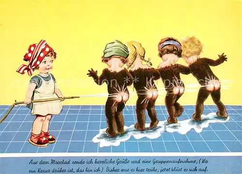 AK / Ansichtskarte Bad_Meinberg Moor Badeszene mit Kindern Karikatur Bad_Meinberg