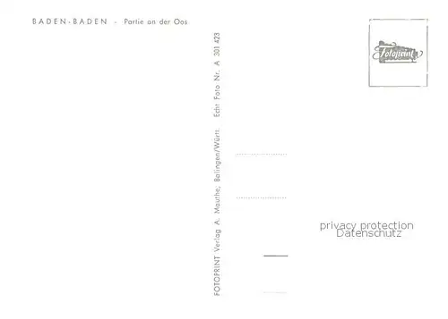AK / Ansichtskarte Baden Baden Partie an der Oos Baden Baden