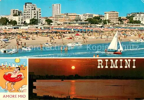 AK / Ansichtskarte Rimini_IT Strandpartie Stimmungsbild 