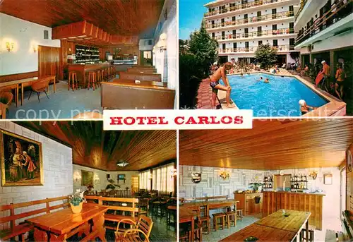 AK / Ansichtskarte Barcelona_Cataluna Hotel Carlos Canet de Mar Bar Gastraeume Pool Barcelona Cataluna