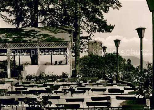 AK / Ansichtskarte Kreiensen Burggaststaette Greene m. Burg Greene   Terrasse Kreiensen