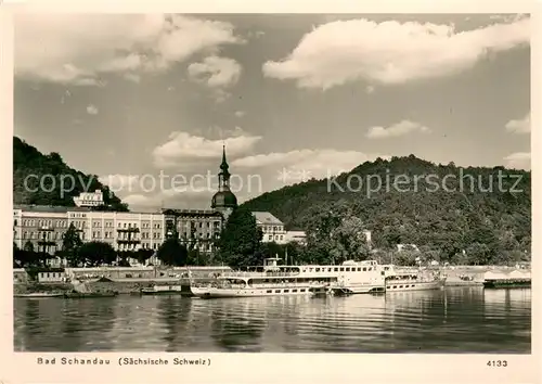 AK / Ansichtskarte Bad_Schandau Teilansicht v. Wasser aus Bad_Schandau