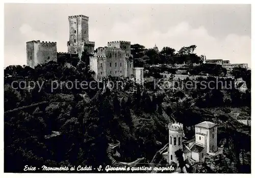 AK / Ansichtskarte Erice_Sicilia_IT Monumento ai Caduti   S. Giovanni e quartiere spagnols 