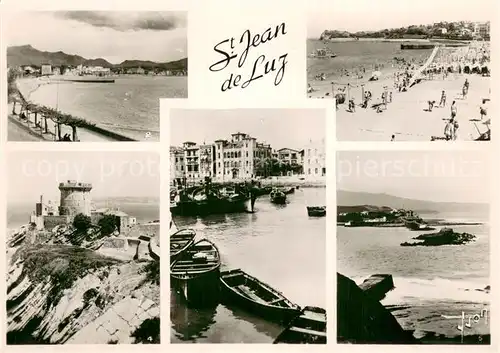 AK / Ansichtskarte St Jean de Luz_64_Pyrenees Atlantiques Port et la Maison de l Infante   La Plage   Le fort Socoa   La baie et la Rhune 