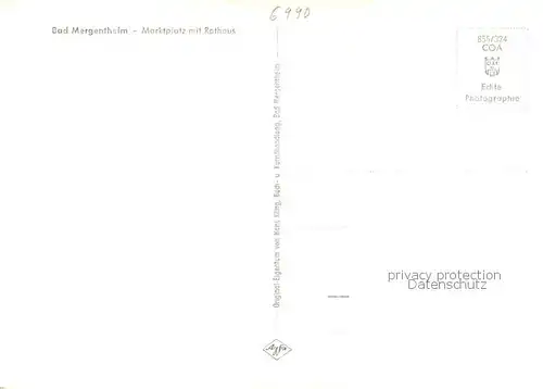 AK / Ansichtskarte Bad_Mergentheim Marktplatz m. Rathaus Bad_Mergentheim