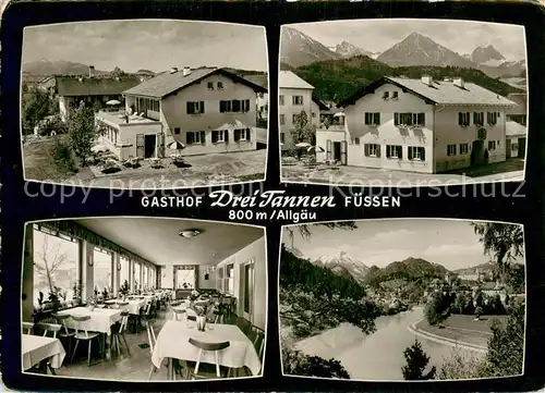 AK / Ansichtskarte Fuessen_Allgaeu Gasthof Drei Tannen Innen  u. Aussenansichten Fuessen Allgaeu