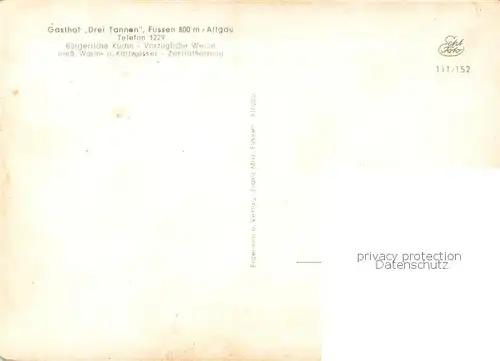AK / Ansichtskarte Fuessen_Allgaeu Gasthof Drei Tannen Innen  u. Aussenansichten Fuessen Allgaeu