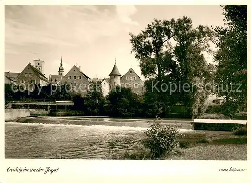 AK / Ansichtskarte Crailsheim Teilansicht m. Fluss Crailsheim