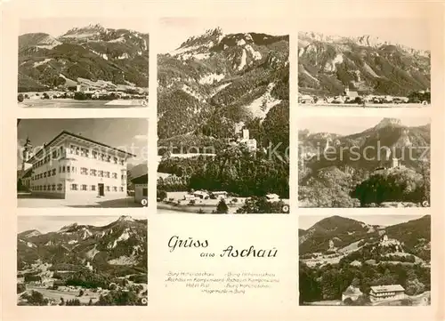 AK / Ansichtskarte Aschau_Chiemgau Burg Hohenaschau   Hotel Post   Gesamtansichten Aschau Chiemgau