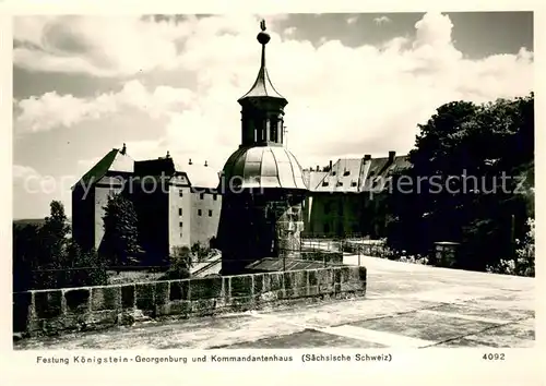 AK / Ansichtskarte Festung_Koenigstein Georgenburg u. Kommandantenhaus 