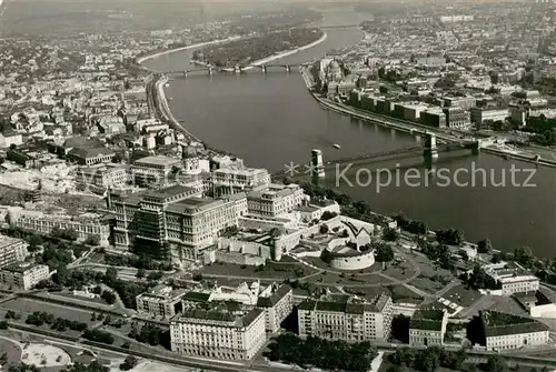 AK / Ansichtskarte Budapest_HU Fliegeraufnahme Panorama m. Donau 