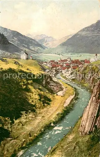 AK / Ansichtskarte Andermatt_UR mit Reuss und Gotthardstrasse 