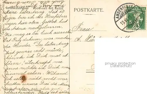 AK / Ansichtskarte Andermatt_UR mit Reuss und Gotthardstrasse 