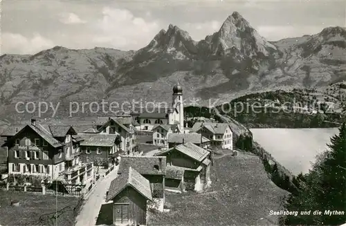 AK / Ansichtskarte Seelisberg_UR Panorama mit Mythen und Seelisbergersee Seelisberg UR