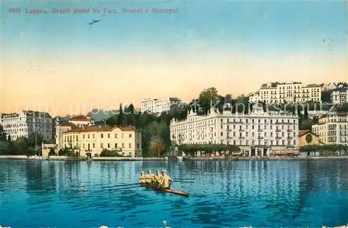 AK / Ansichtskarte Lugano_Lago_di_Lugano Grand Hotel du Parc Bristol e Metropol Lugano_Lago_di_Lugano