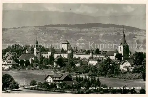 AK / Ansichtskarte Morat_Murten_FR Tours remparts Lac et Vully 