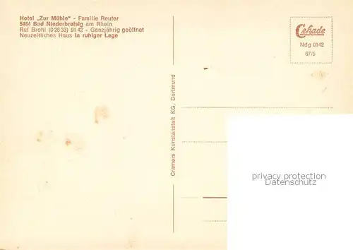 AK / Ansichtskarte Bad_Niederbreisig Hotel Zur Muehle Bad_Niederbreisig
