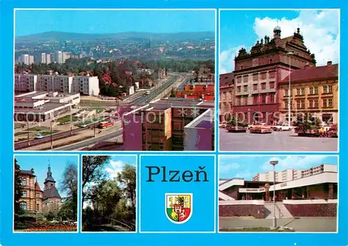 AK / Ansichtskarte Plzen_Pilsen Krajske mesto Zapadoceskeho kraje zalozene na soutoku ctyf fek v evadesatych letech Svetozname stredisko prumyslu a vyroby piva Plzen Pilsen